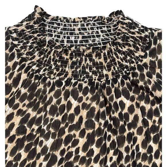 J.Crew Women’s Leopard Print Smocked Neck Blouse - Medium - Picture 4 of 7